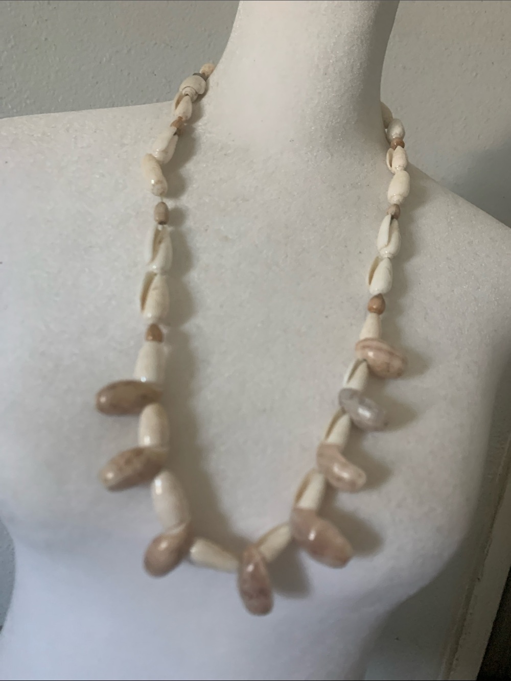 Hand Crafted Cream and Tan Shell Necklace
